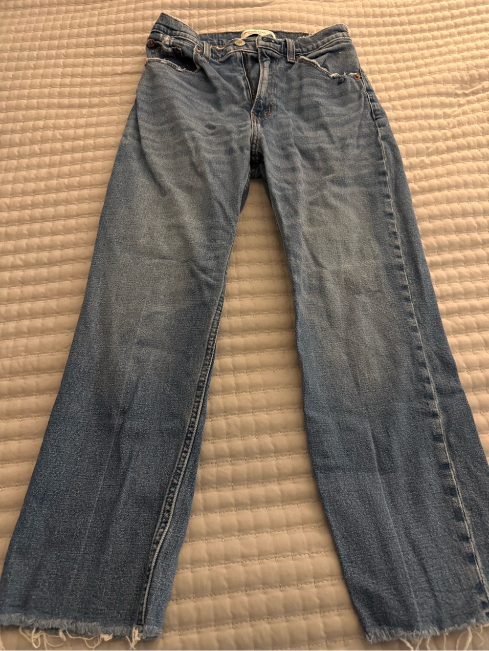Abercrombie & Fitch Light Blue Ankle Straight Ultra High Rise Jeans